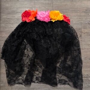 Floral Lace Black Skirt